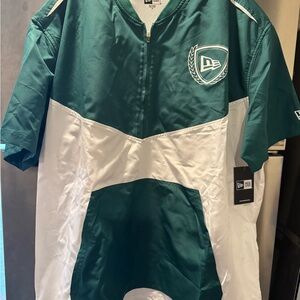 New Era Green and White Golf Pullover